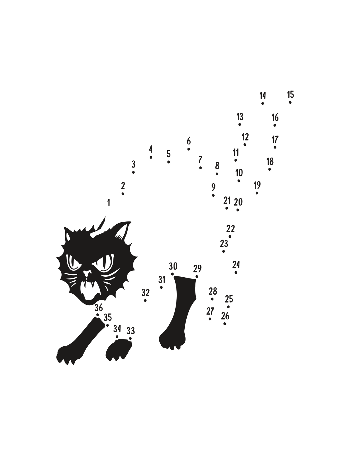 A Halloween graphic featuring a connect-the-dots graphic of a cat&
