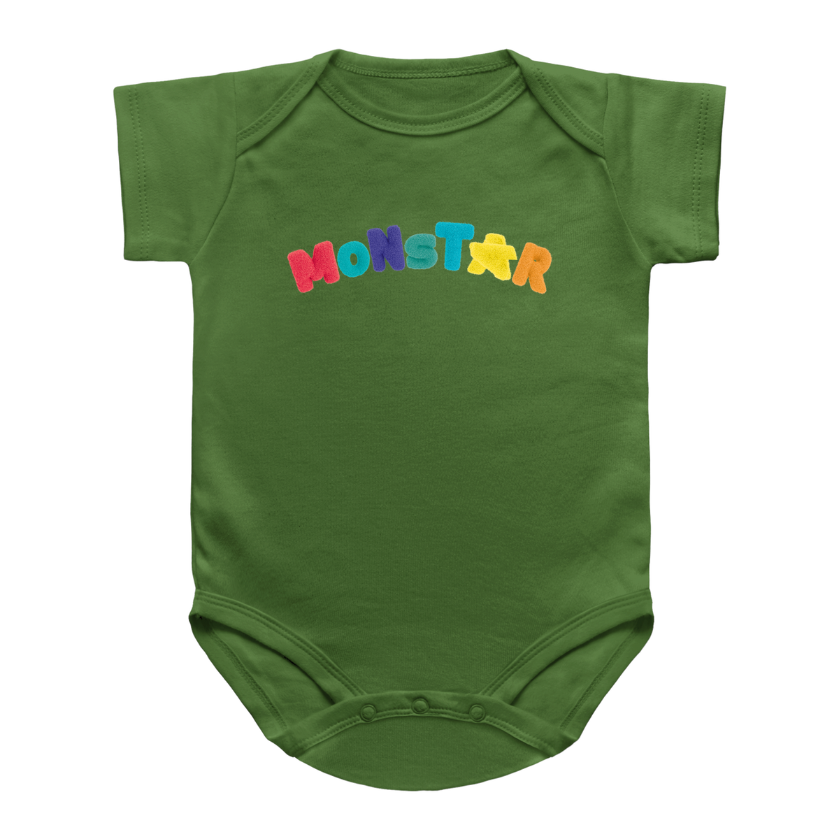 A light blue baby onesie with the word &