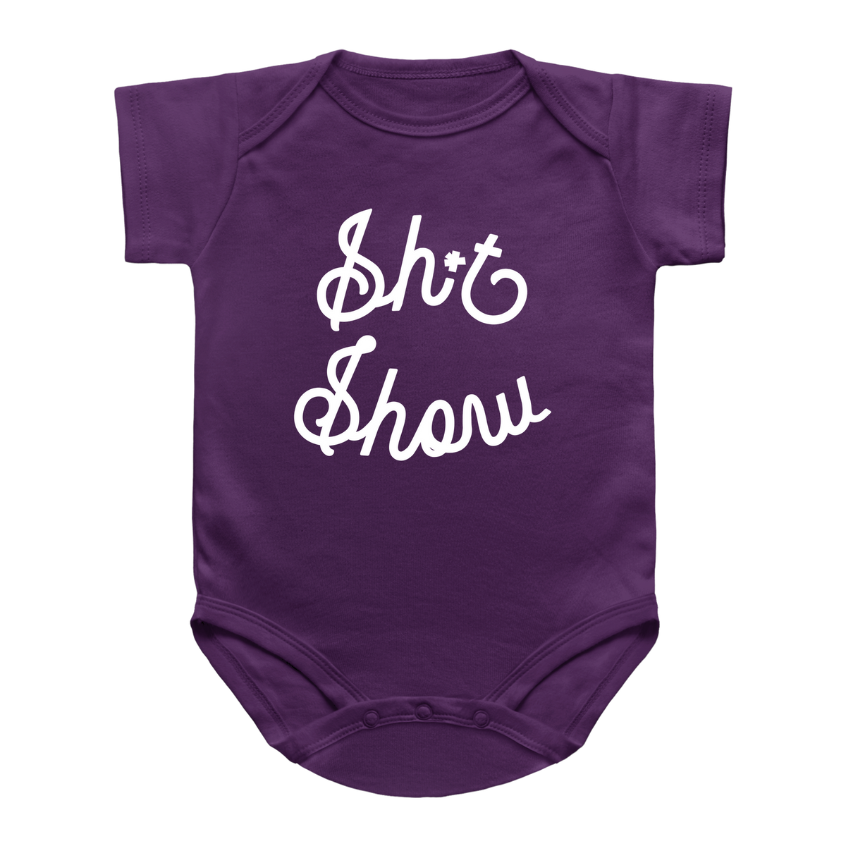 A purple infant onesie with the phrase &