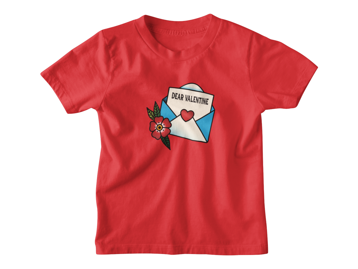 A red short-sleeve kids Valentine&