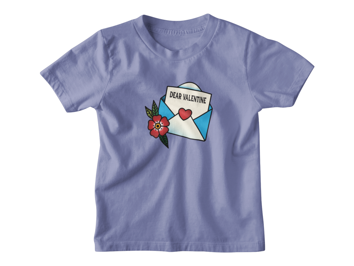 A violet short-sleeve kid Valentine&