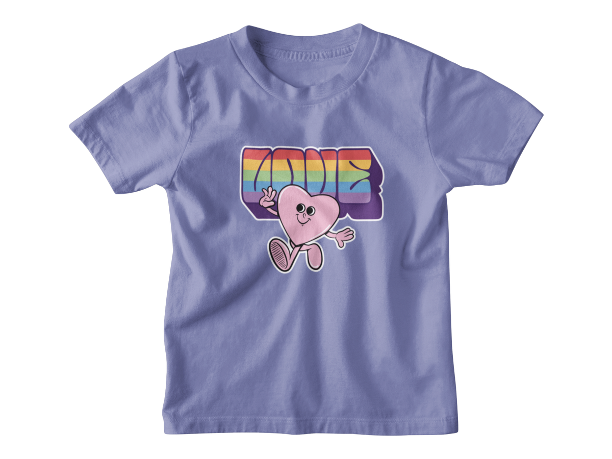 A violet short-sleeve kid t-shirt with a Valentine&