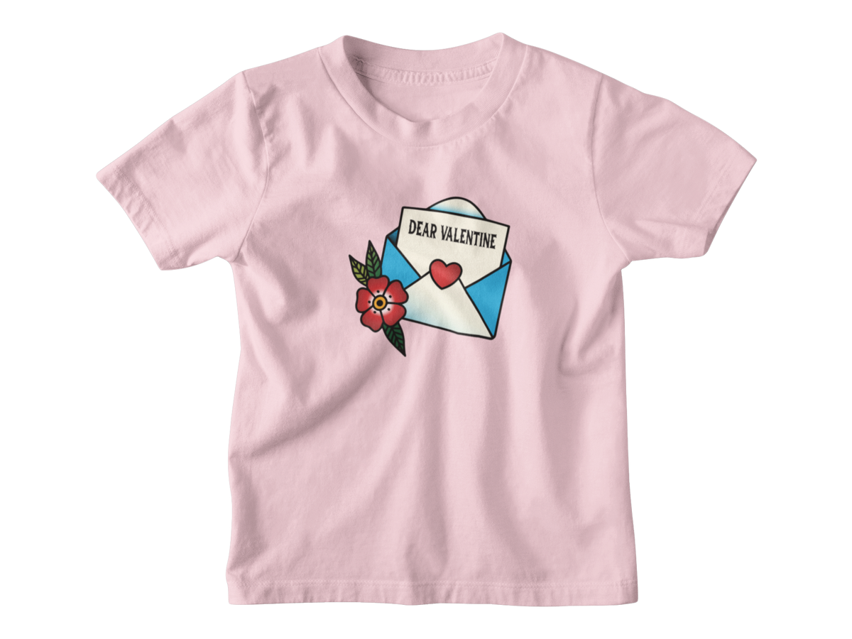 A light pink short-sleeve kids Valentine&