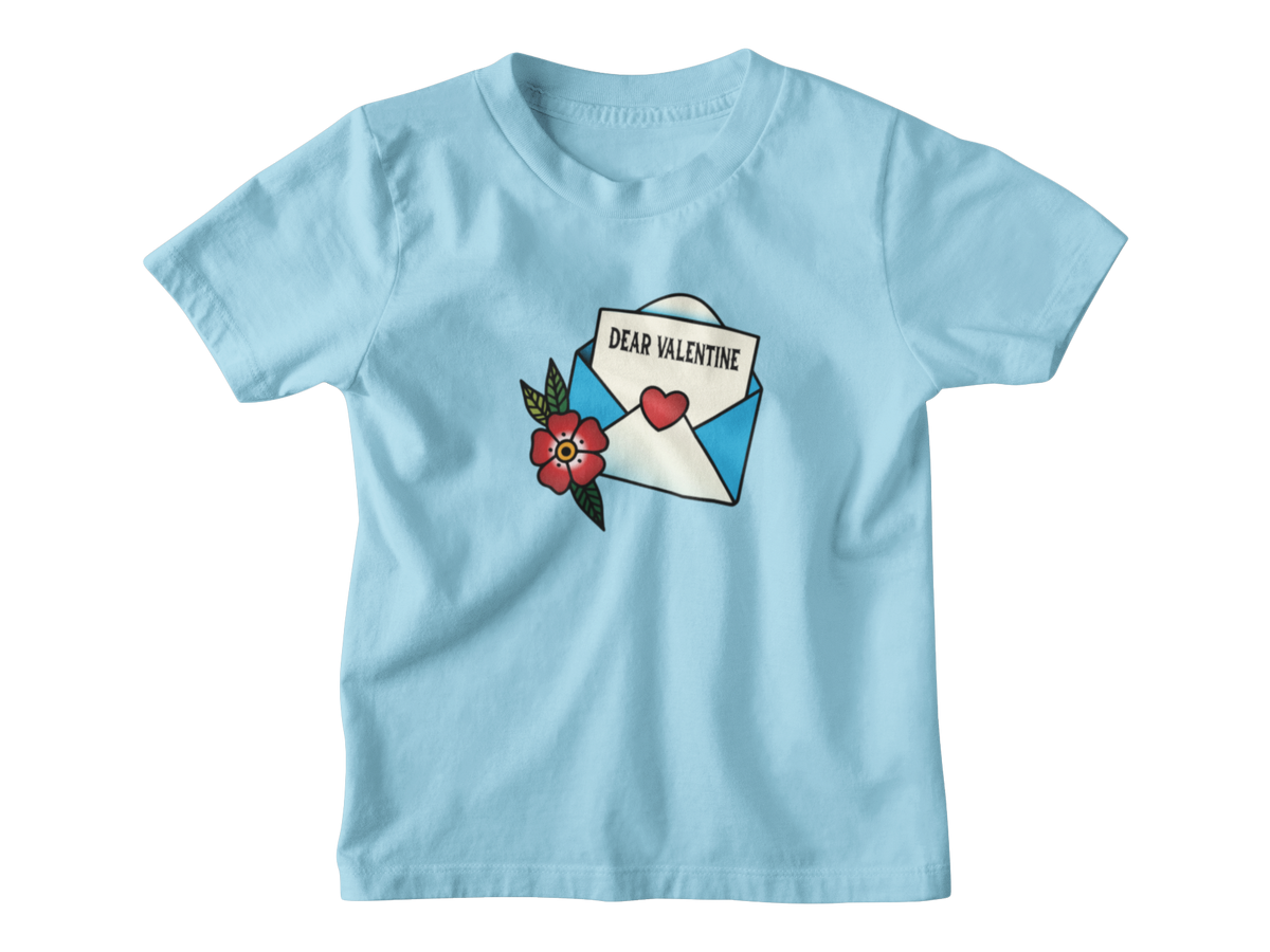 A light blue short-sleeve kids Valentine&