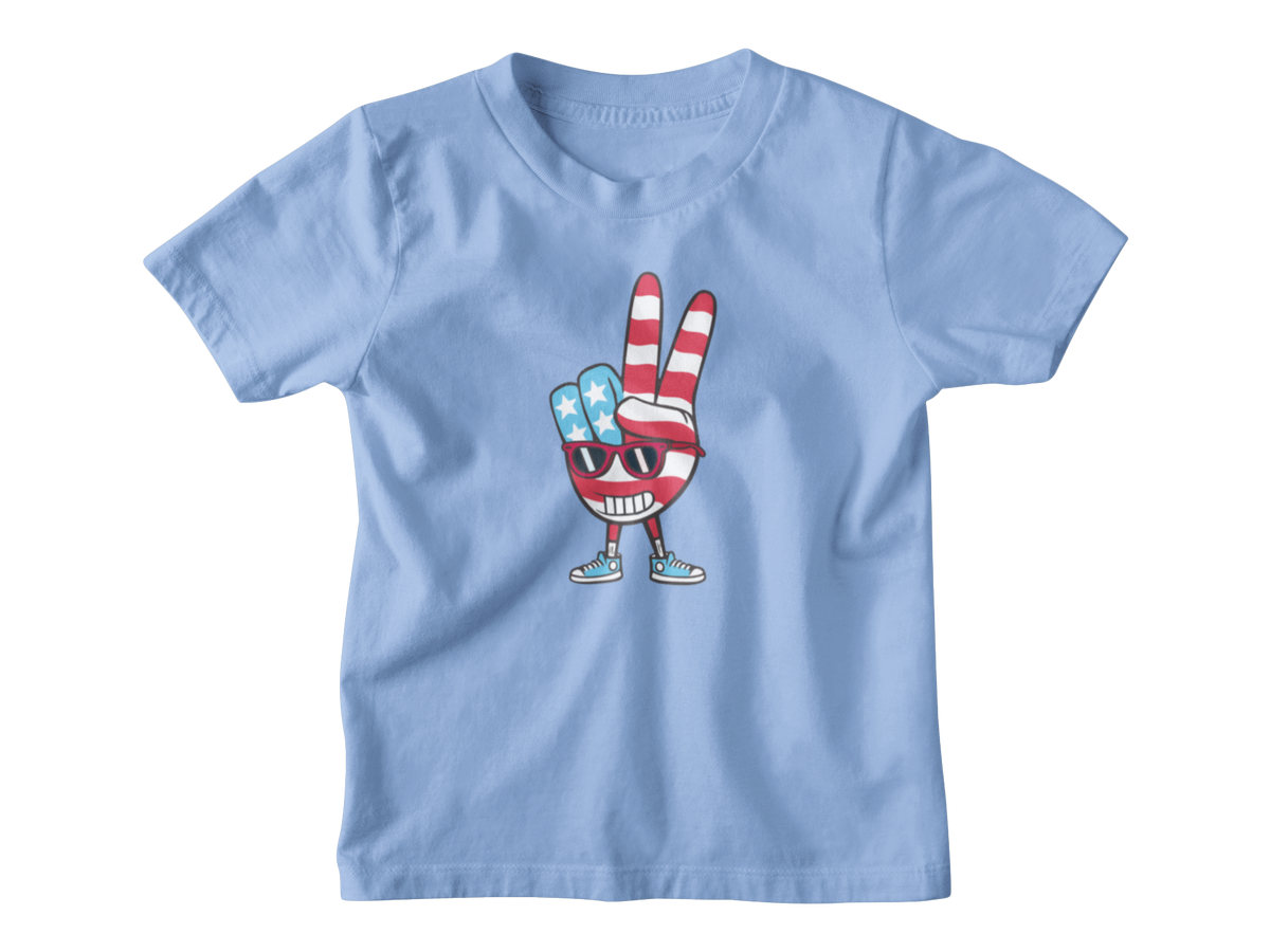 A light blue short-sleeve kids&