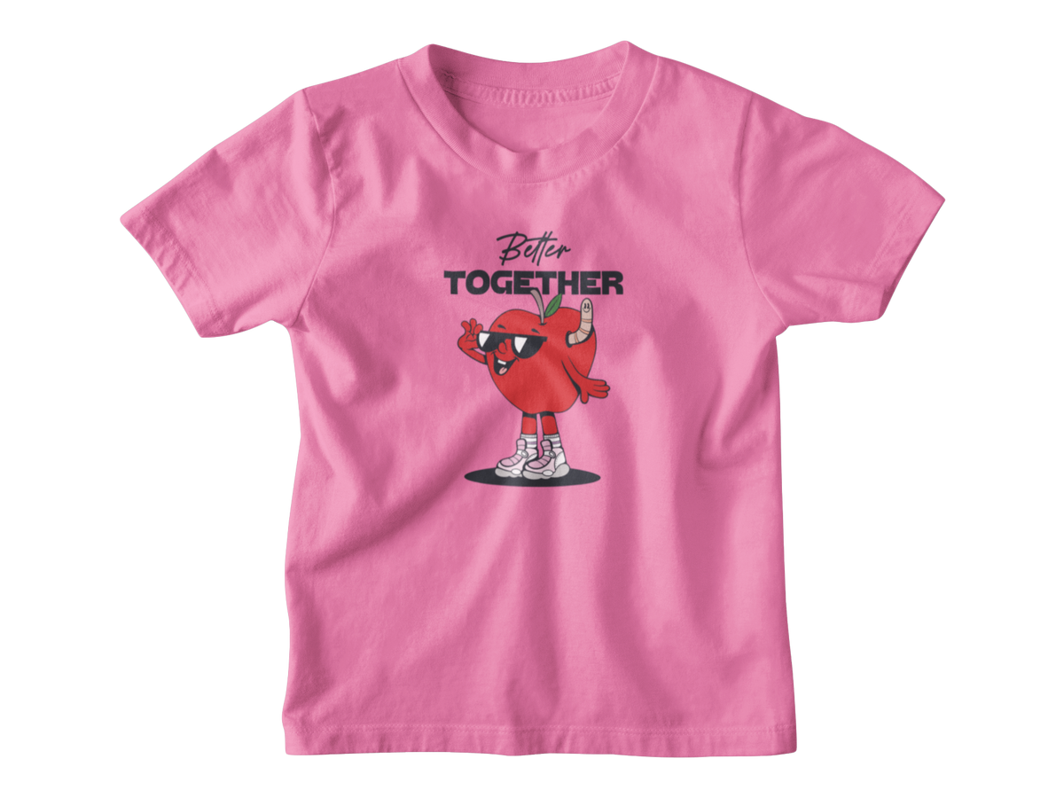 A bright pink short-sleeve kid&