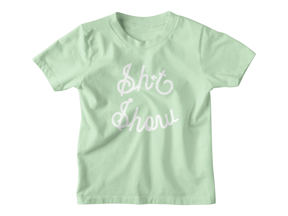 A mint green short-sleeve kids t-shirt with the phrase &