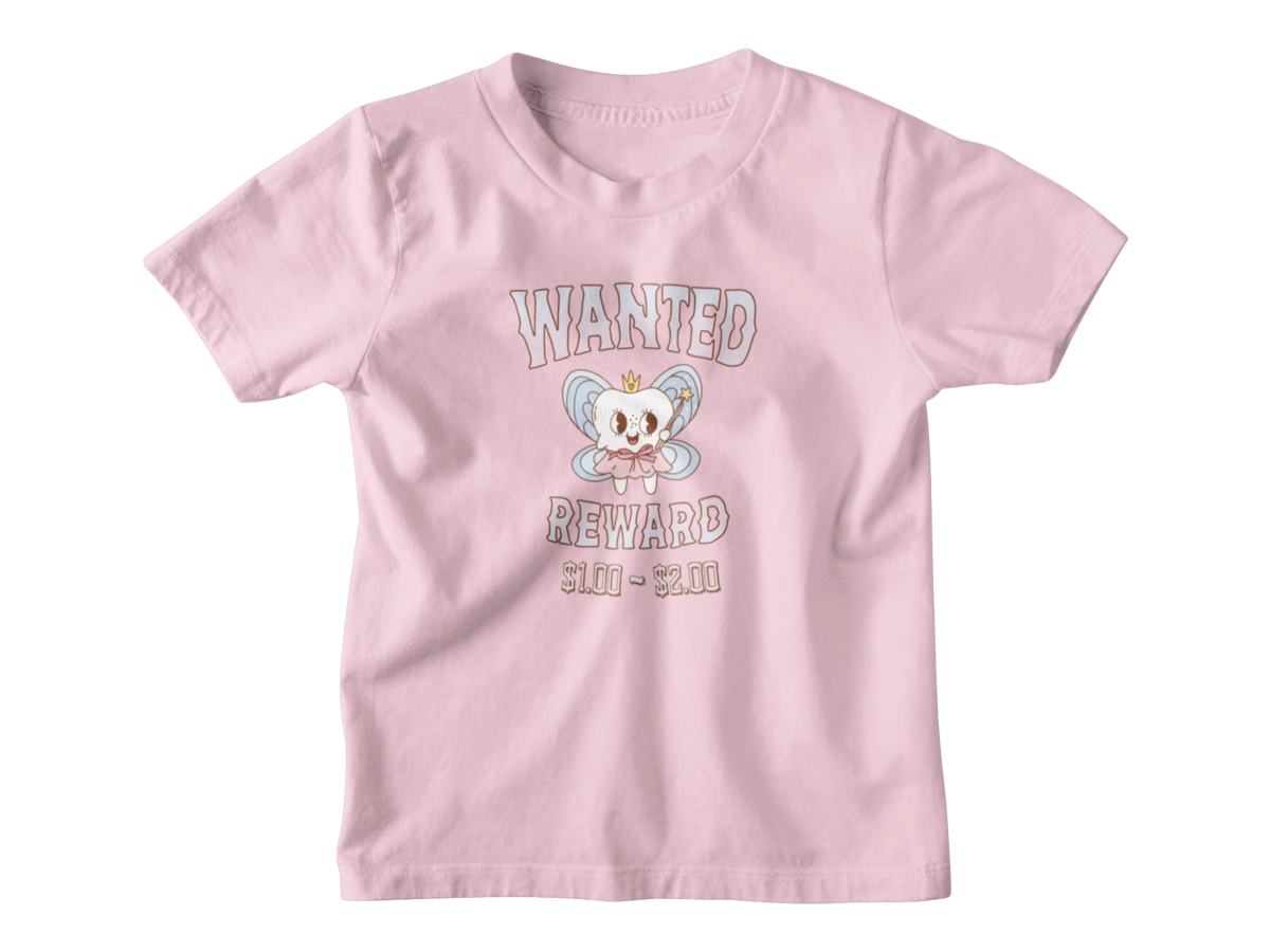 Pink kids shirt with tooth fairy reward.