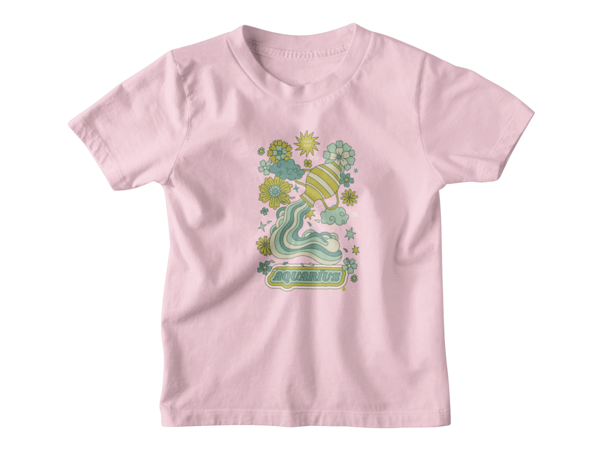 A light pink short-sleeve kids t-shirt with a tarot &