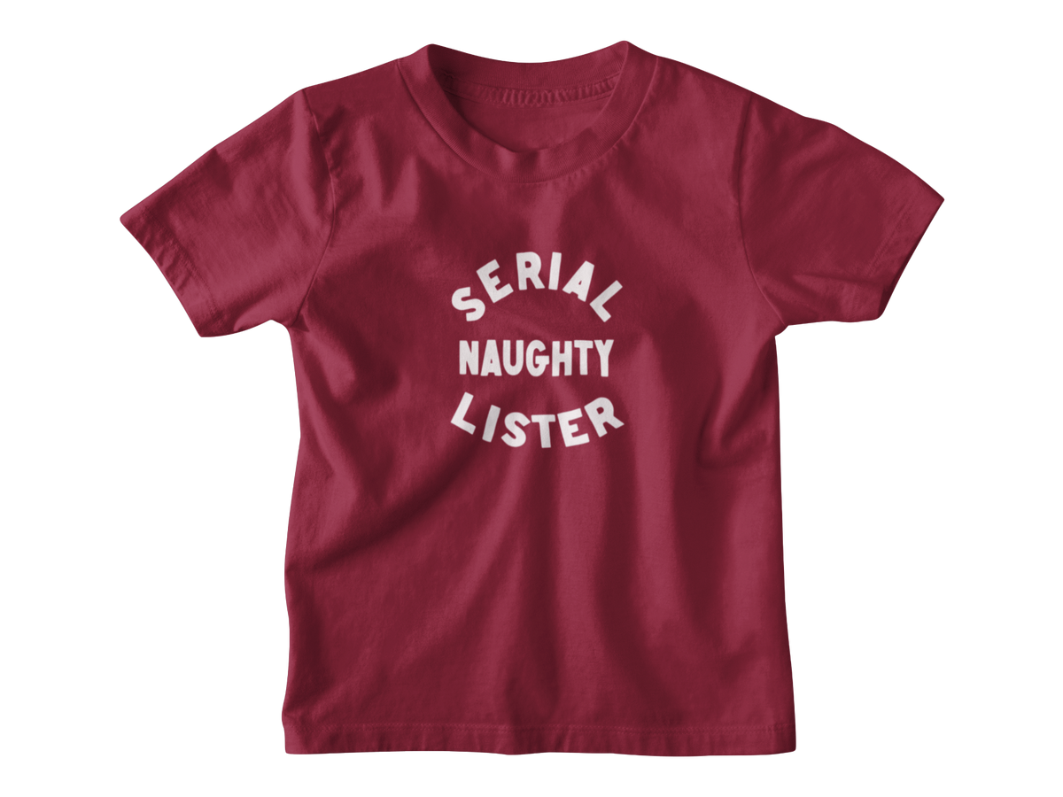 A dark red short-sleeve kids&