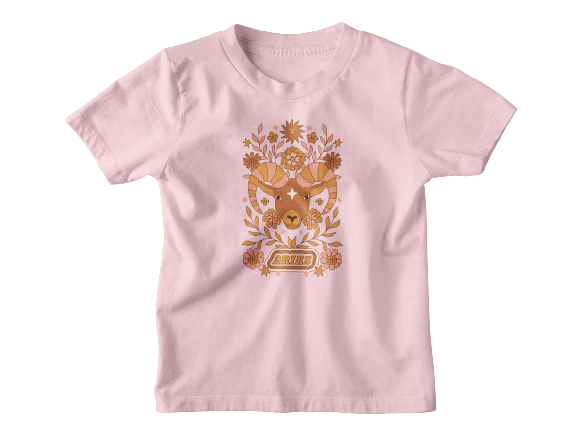 Pink kids t-shirt for Aries astrology.