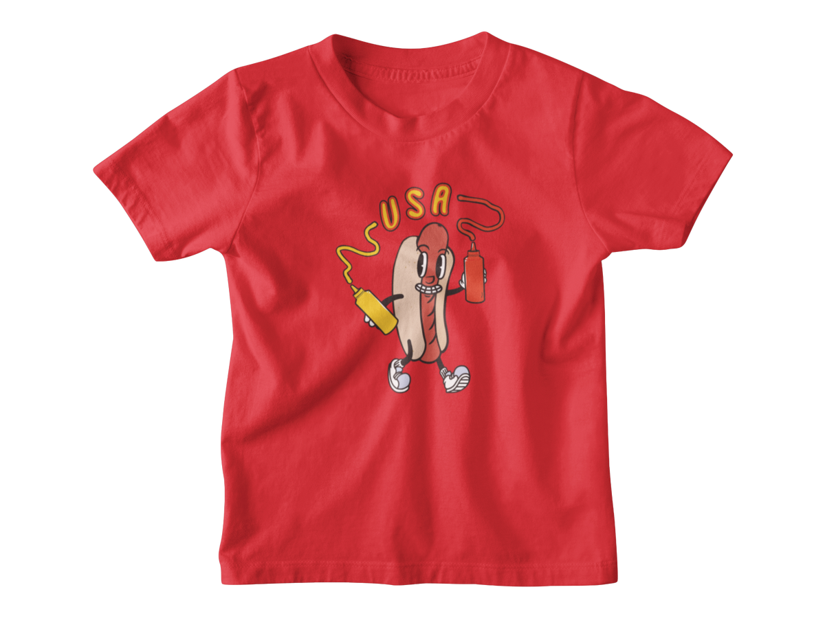A red short-sleeve kids&