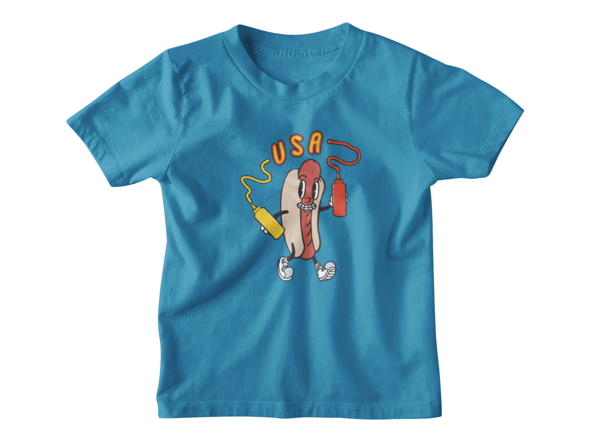 A turqoise blue short-sleeve kids&