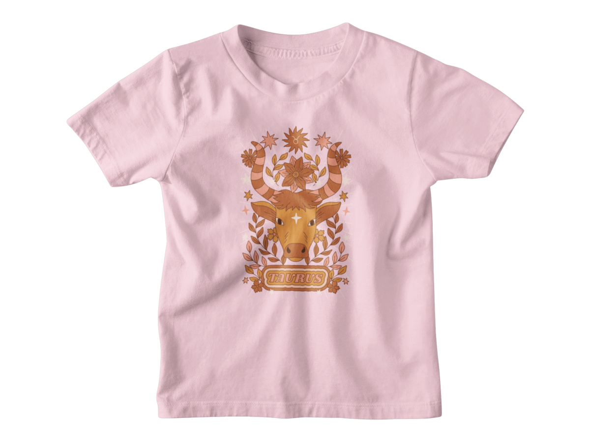 A pink short-sleeve kids&