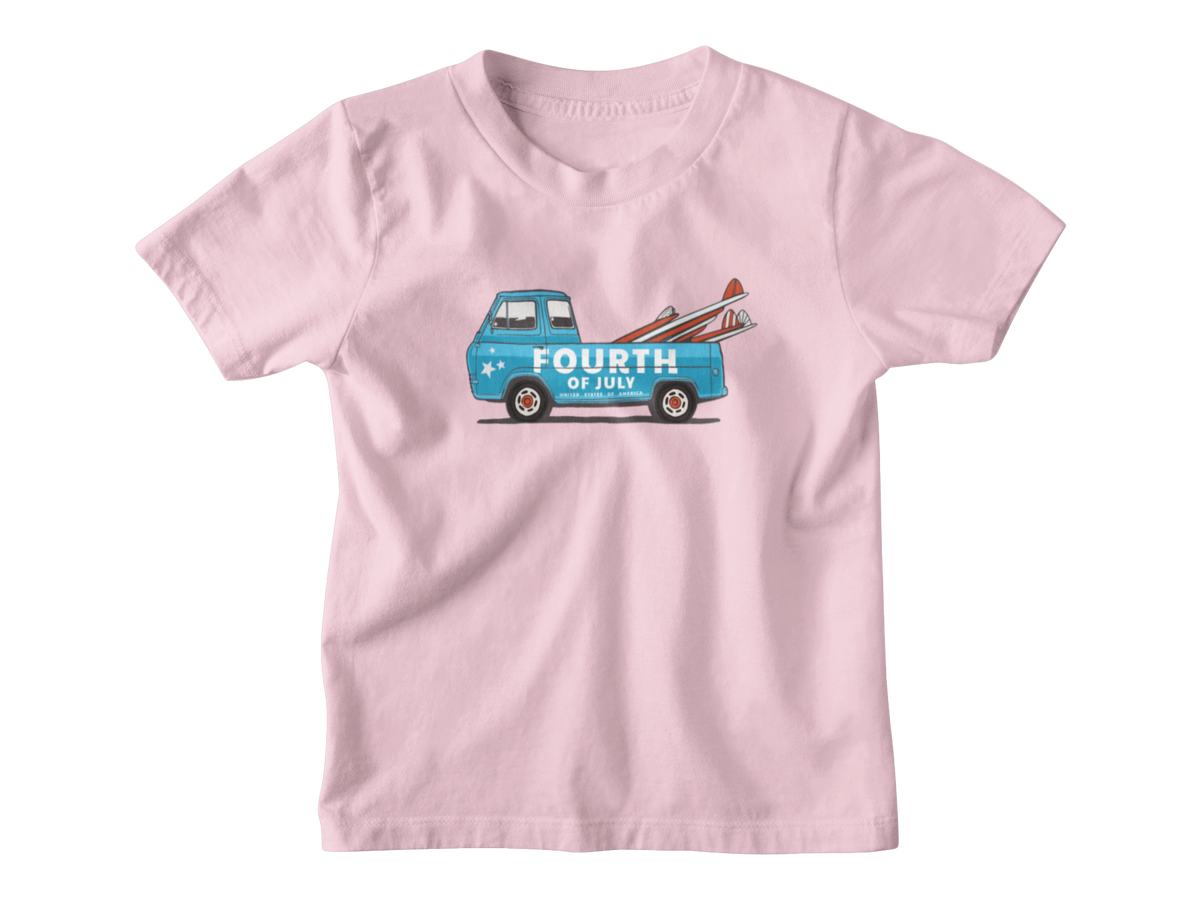 A pink short-sleeve kids&