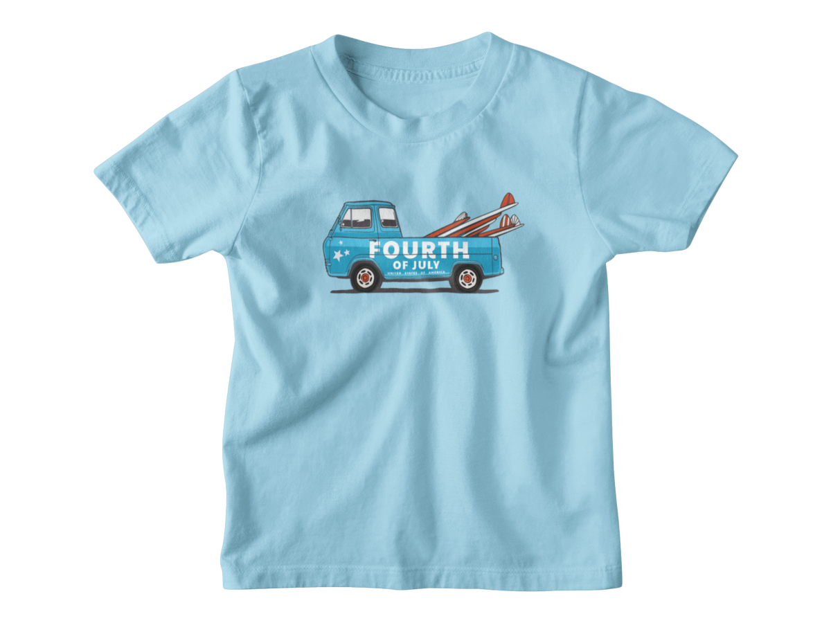 A light blue short-sleeve kids&