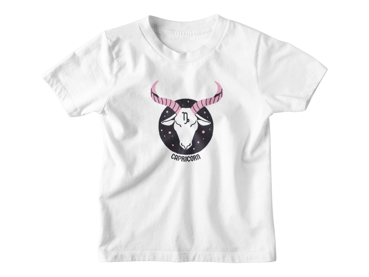 White kids t-shirt for the Capricorn astrology sign.
