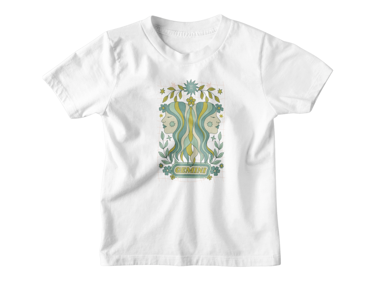 White Gemini tarot kids tshirt.
