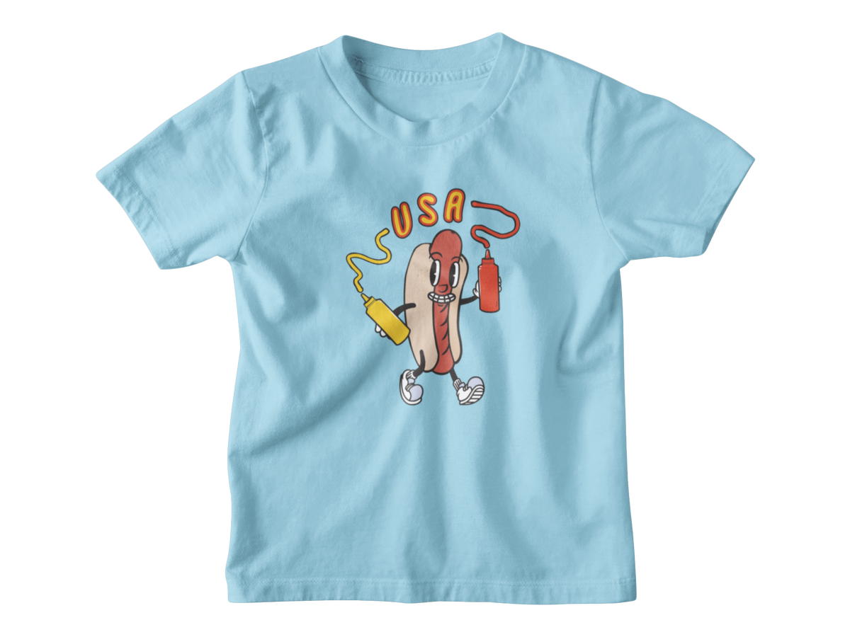 A light blue short-sleeve kids&