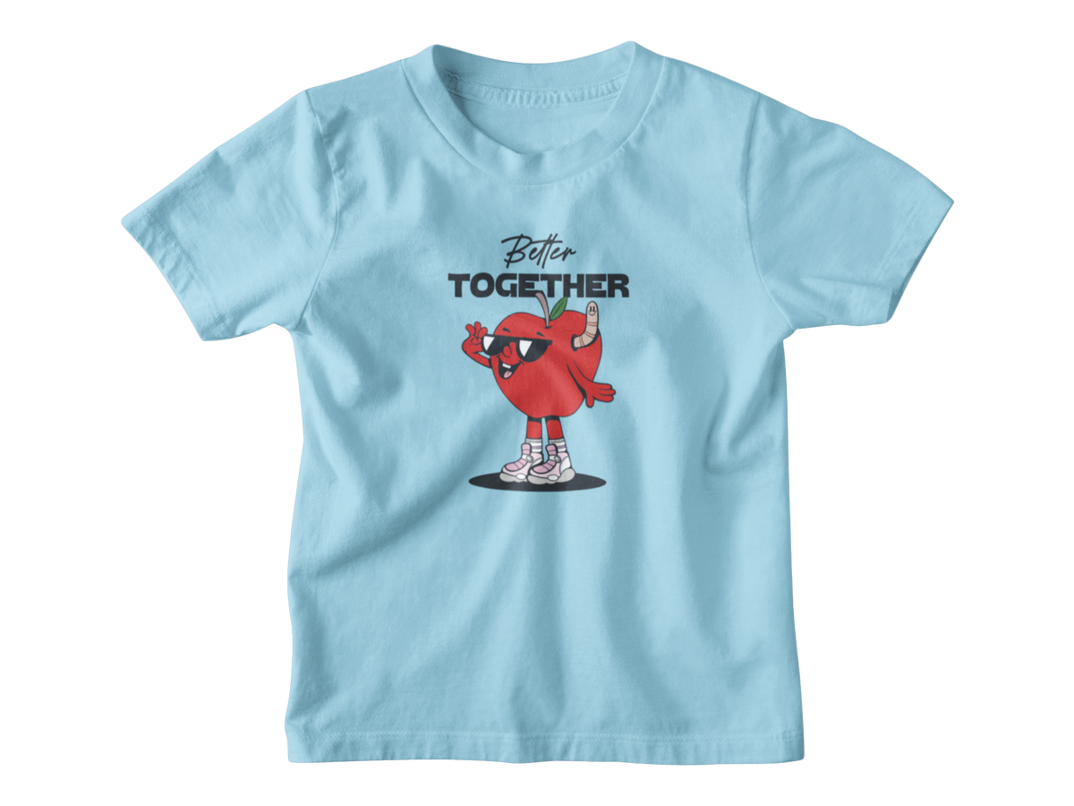 A light blue short-sleeve kid&