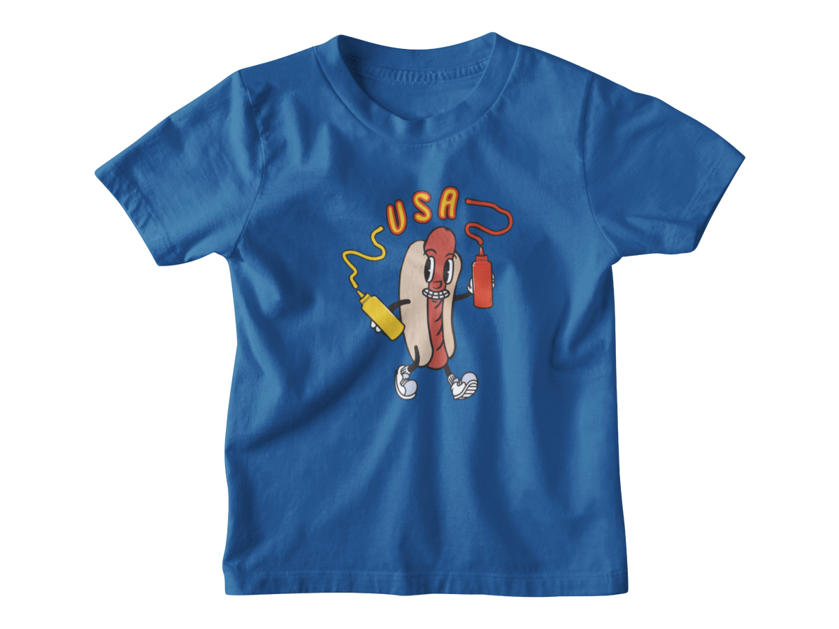 A dark blue short-sleeve kids&