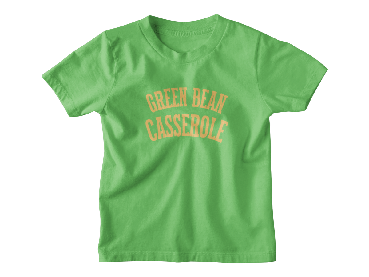 A green short-sleeve kids Thanksgiving t-shirt with &