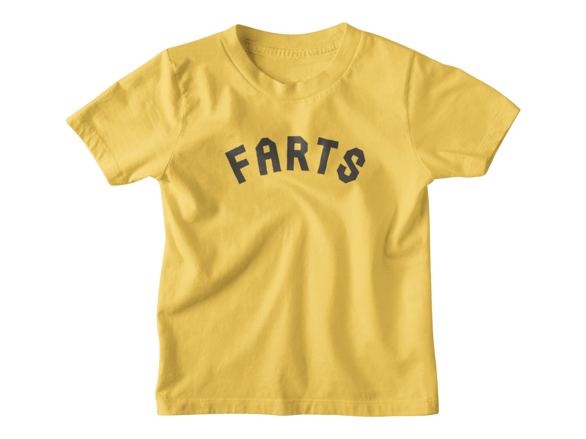 A yellow kids short-sleeve crewneck t-shirt with the word &