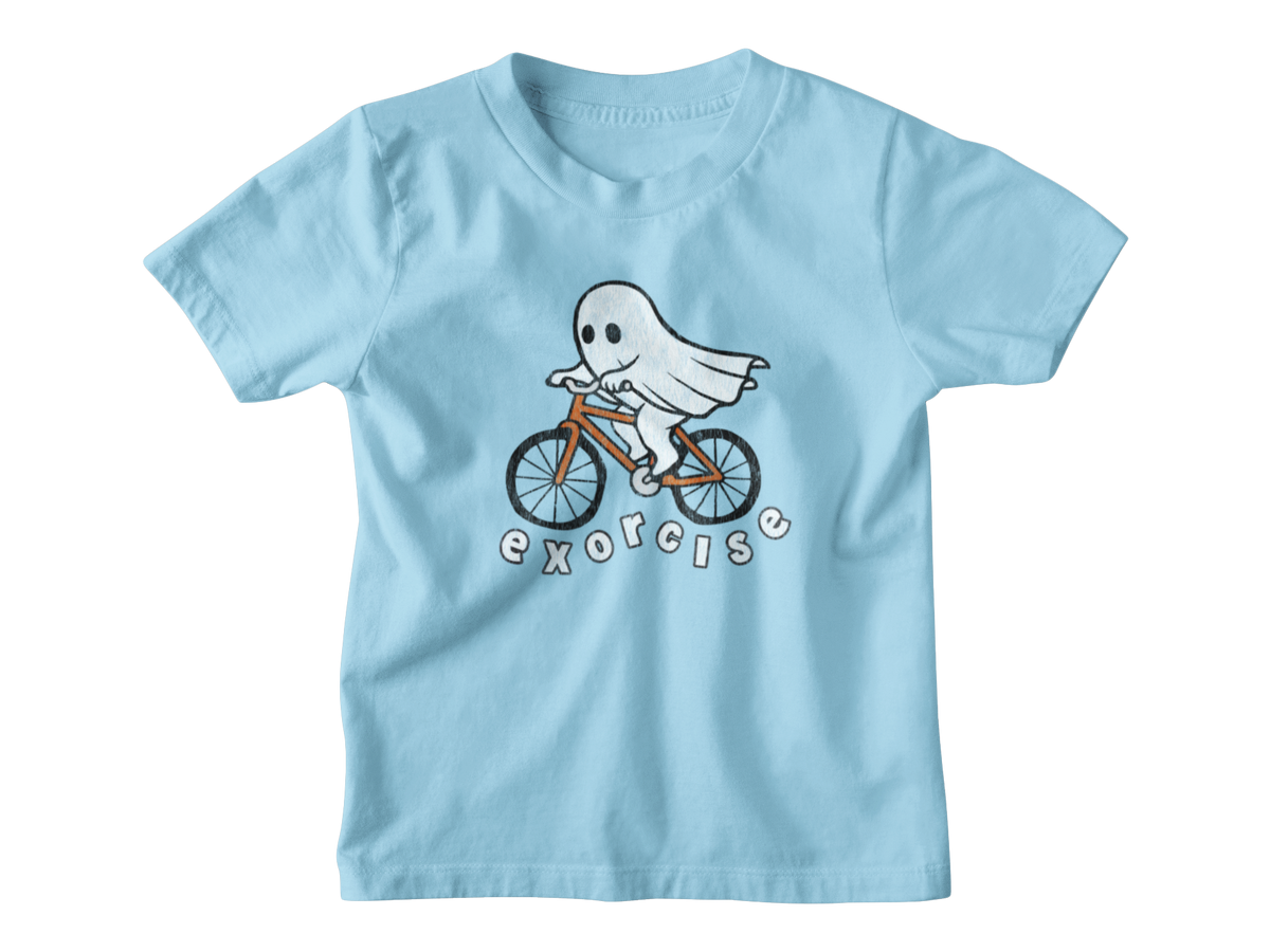 A light blue Halloween short-sleeve kids&