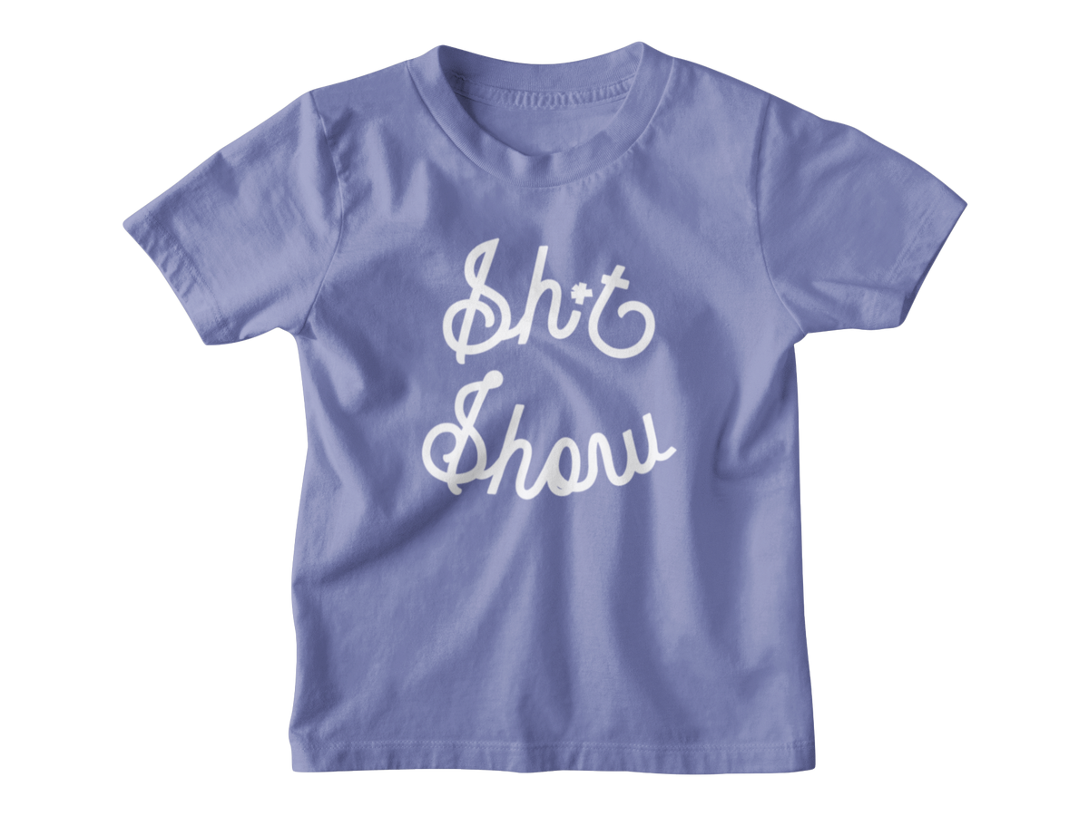 A light periwinkle blue short-sleeve t-shirt with the phrase &