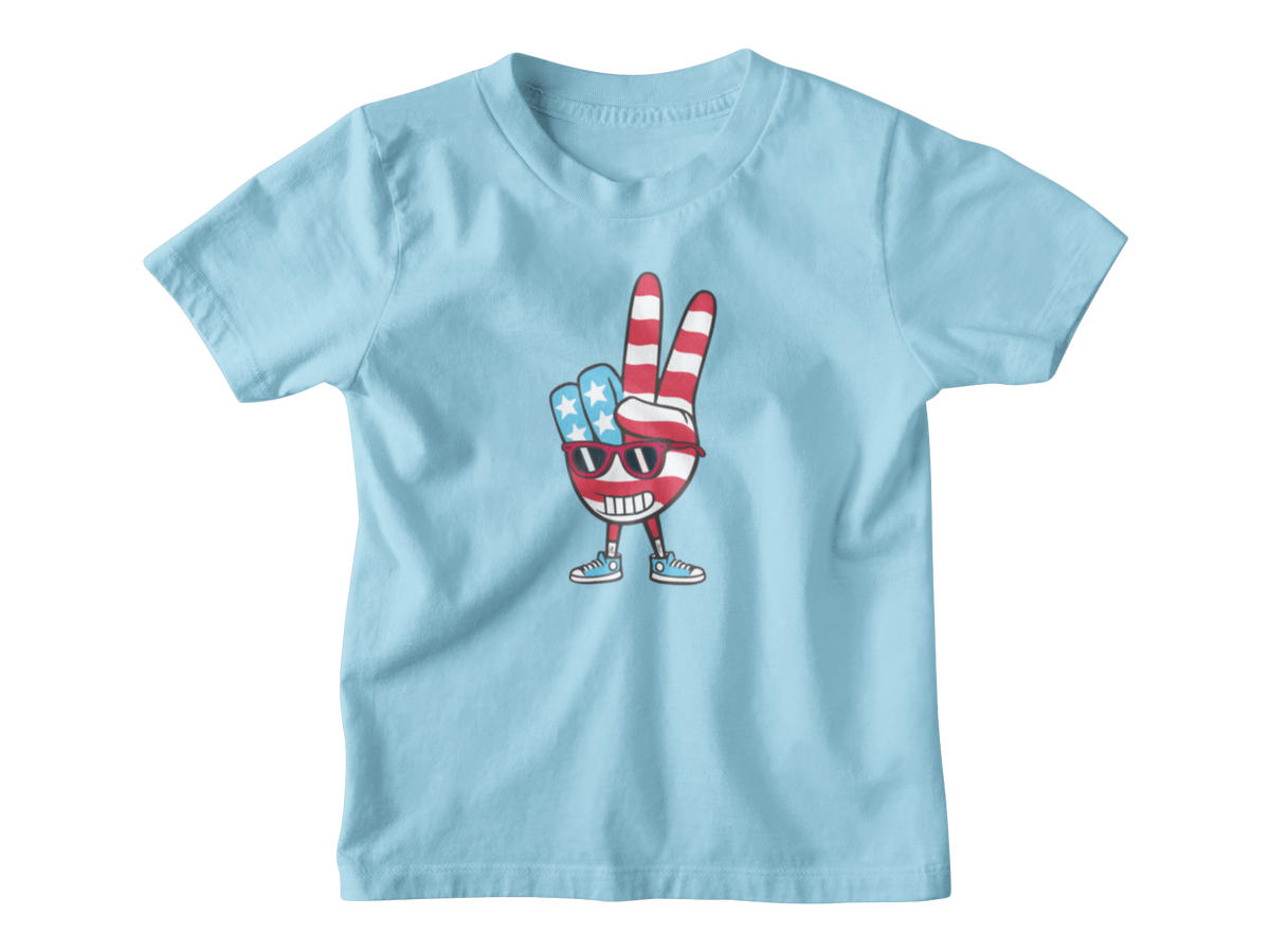 A blue short-sleeve kids&