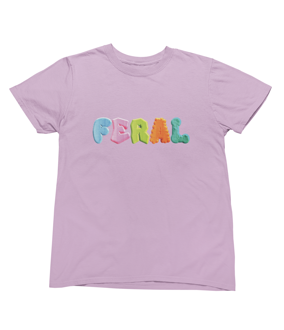 A pink short-sleeve toddler crewneck t-shirt featuring the word &