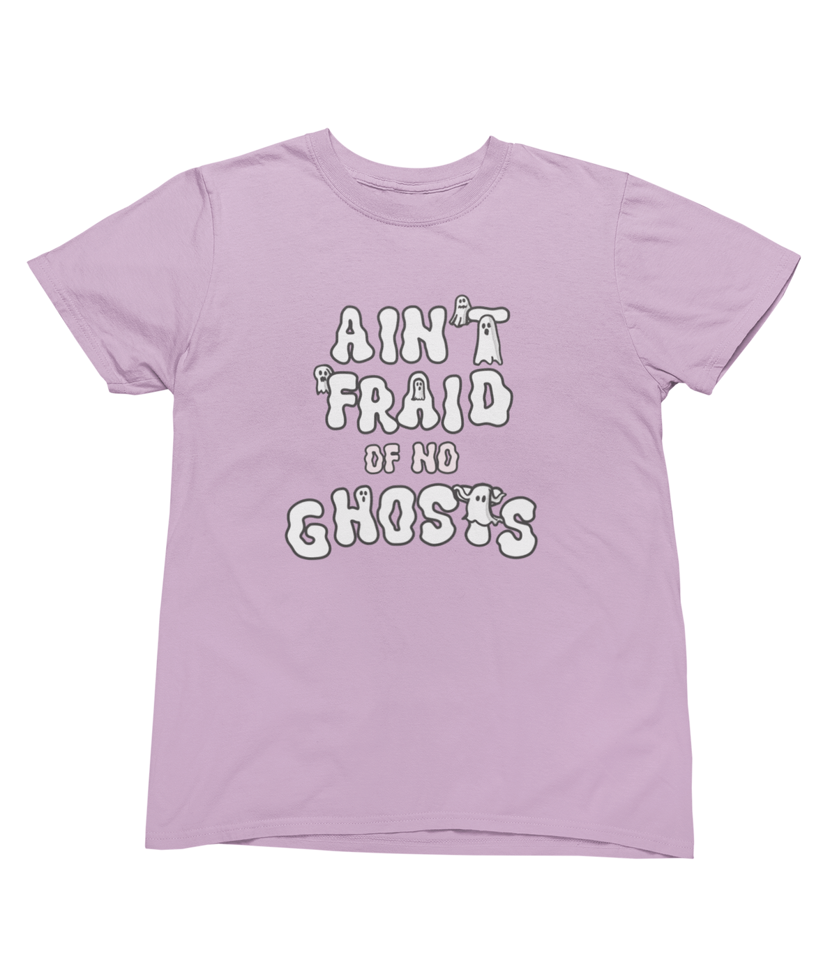 A pink short-sleeve toddler Halloween crewneck tee featuring a graphic that reads &