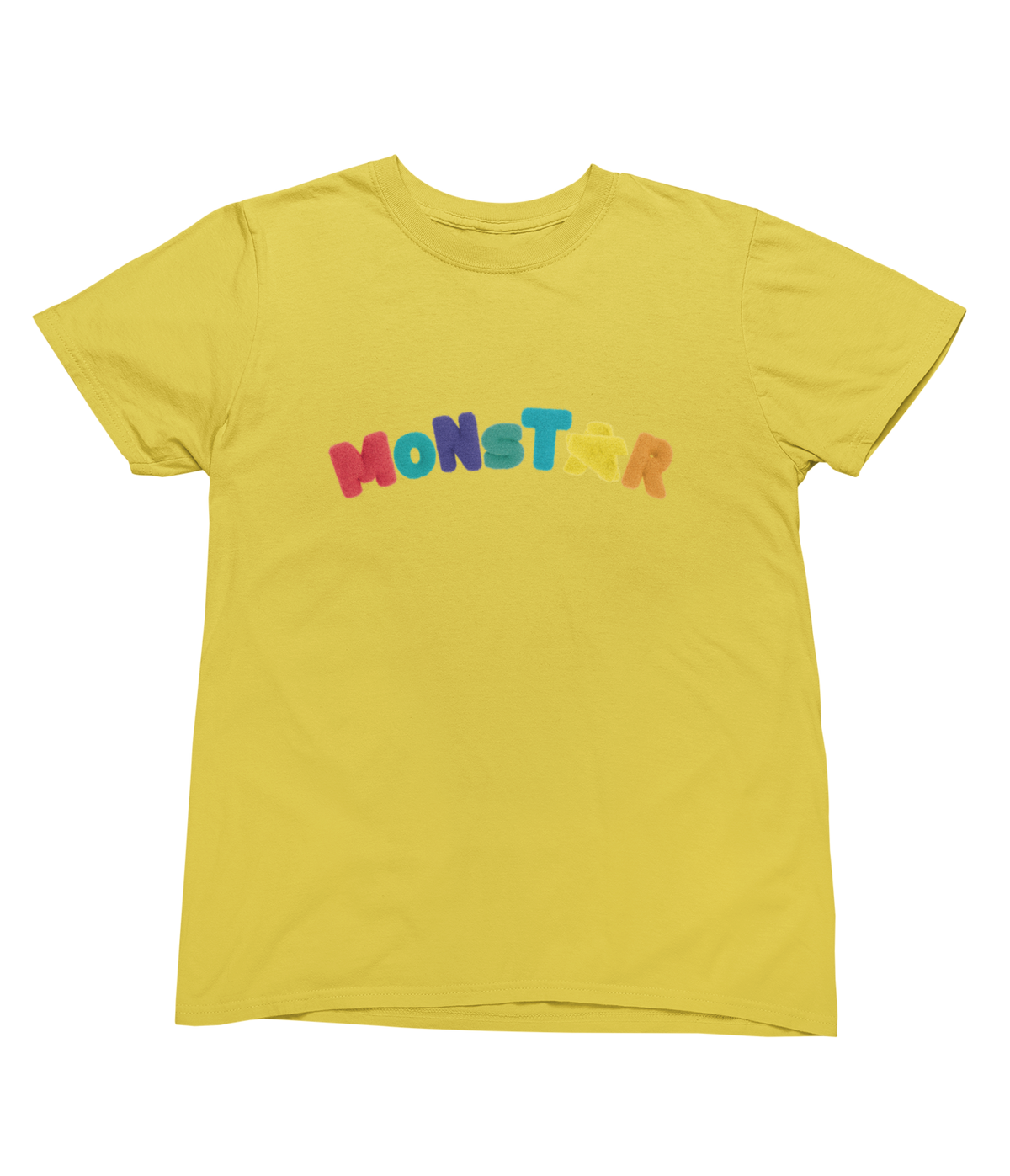 A yellow short-sleeve toddler t-shirt with the word &