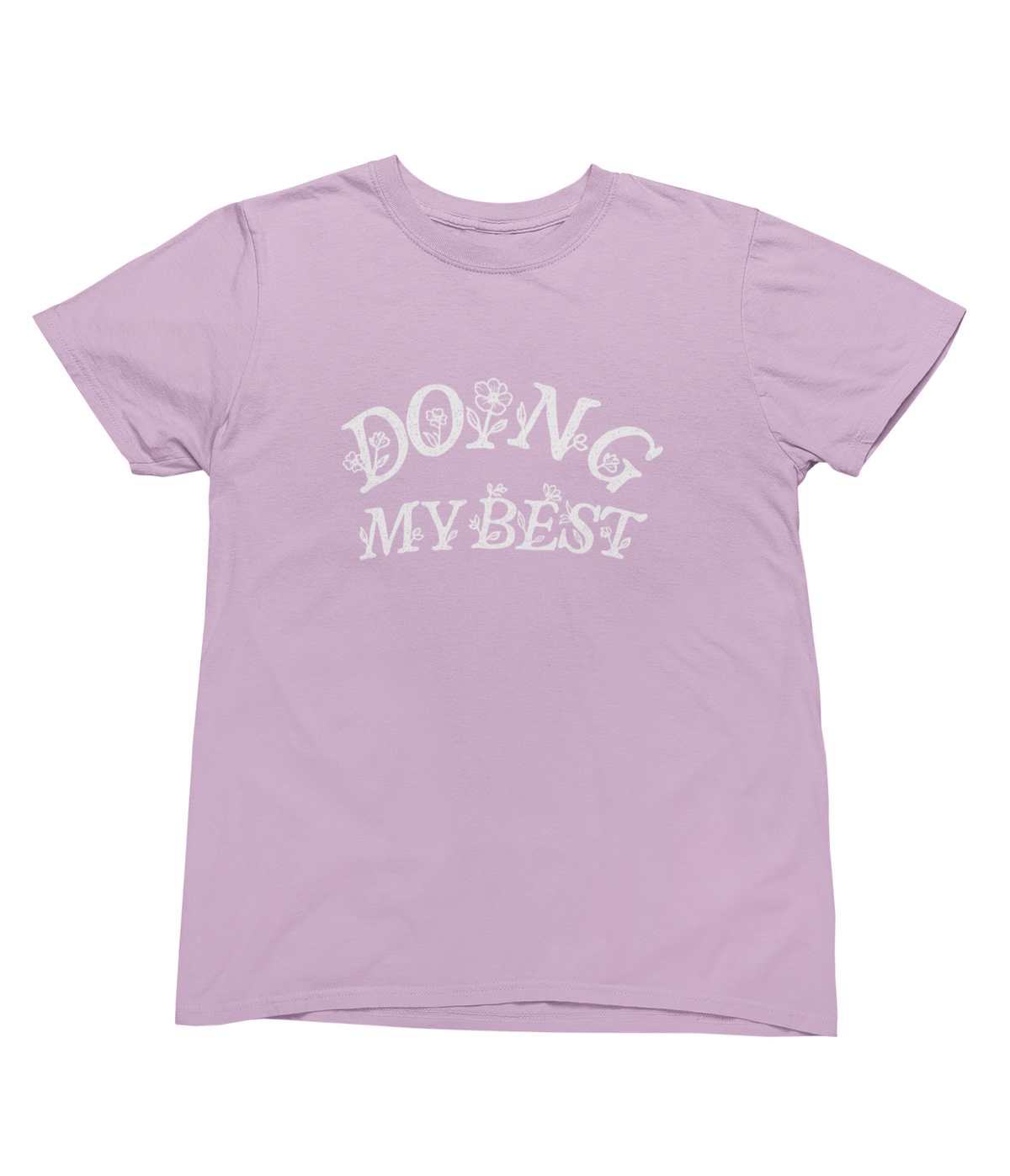 A pink short-sleeve crewneck toddler t-shirt with the phrase &