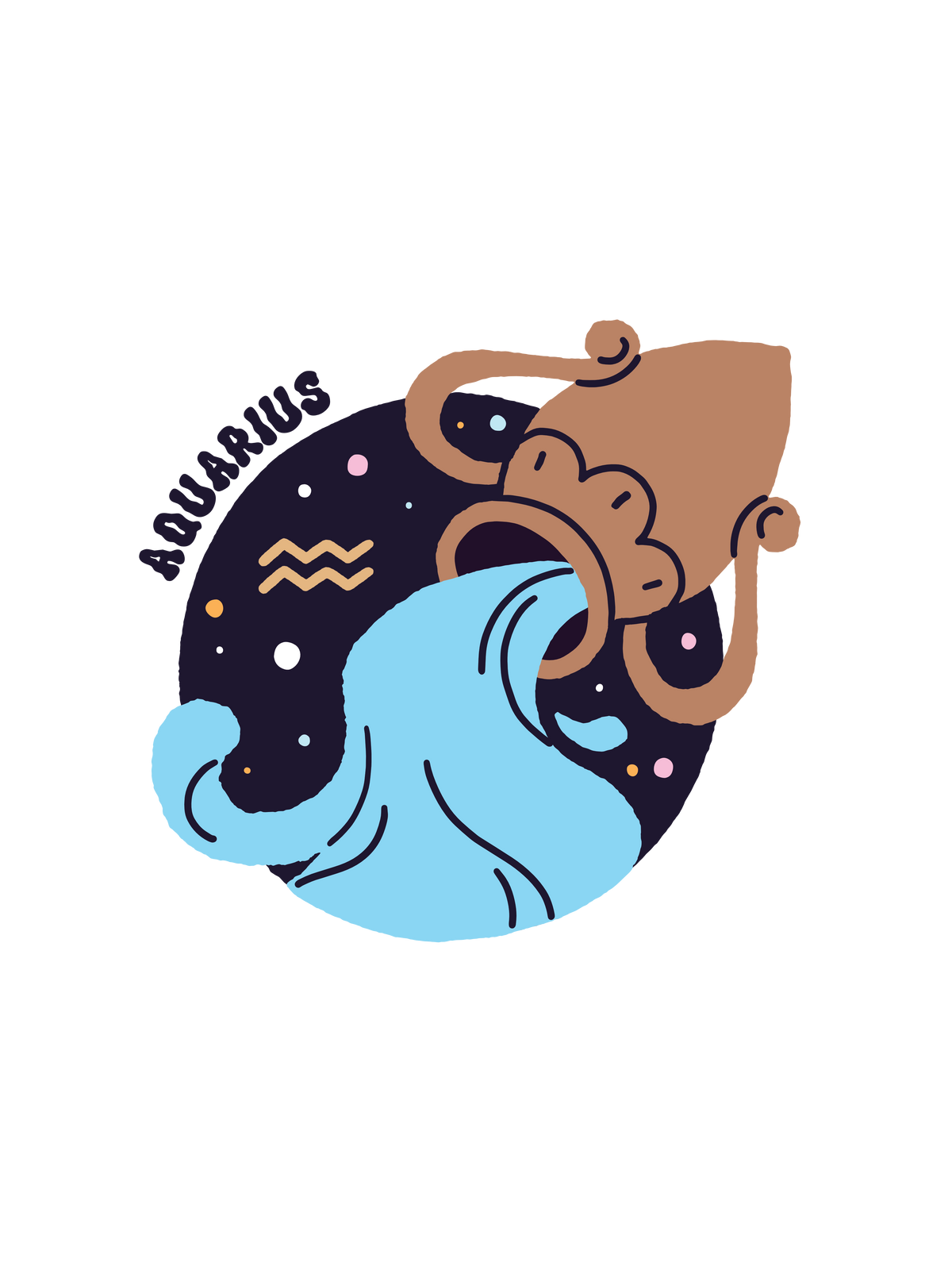 A graphic of a pitcher and water in a starry night sky with the word &