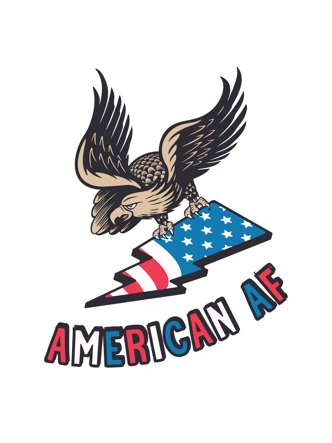 A 4th of July graphic of an eagle holding an American flag with the text &