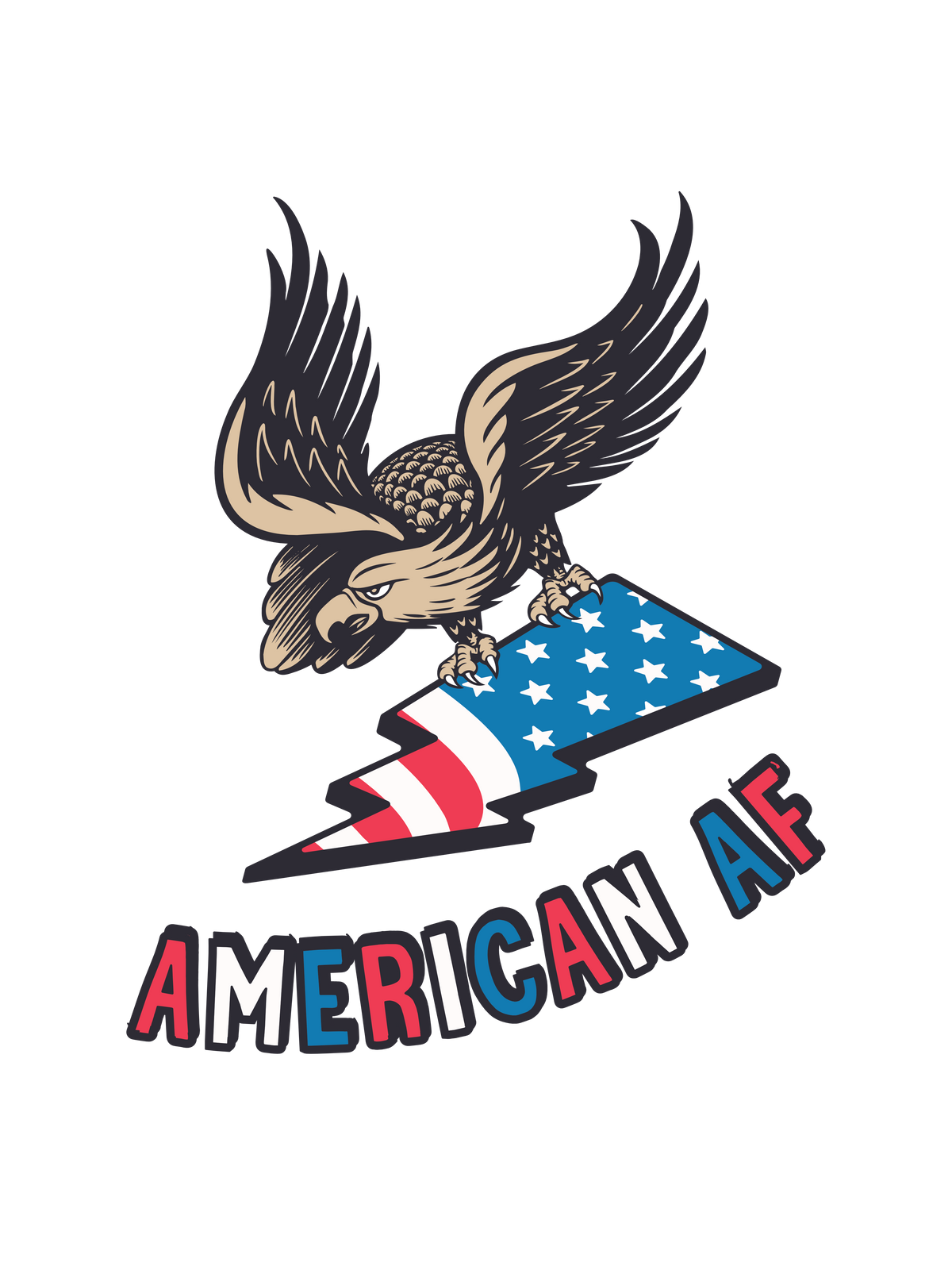 A 4th of July graphic of an eagle holding an American flag with the text &