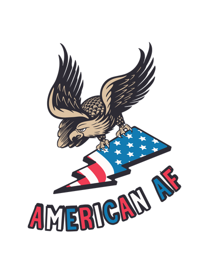 A 4th of July graphic of an eagle holding an American flag with the text &