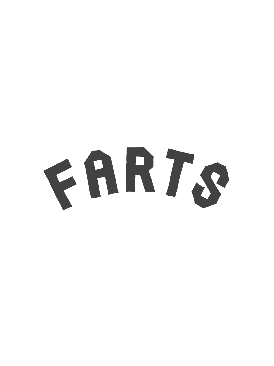 A funny collegiate graphic displaying the word "Farts".