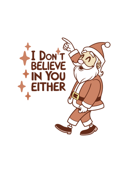 A graphic of a Santa Claus pointing upwards next to the text &