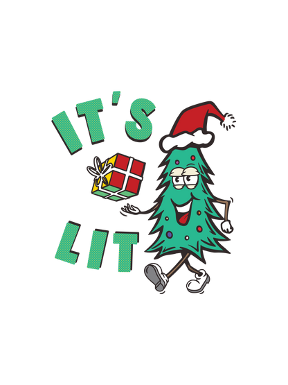 A festive graphic with the text &