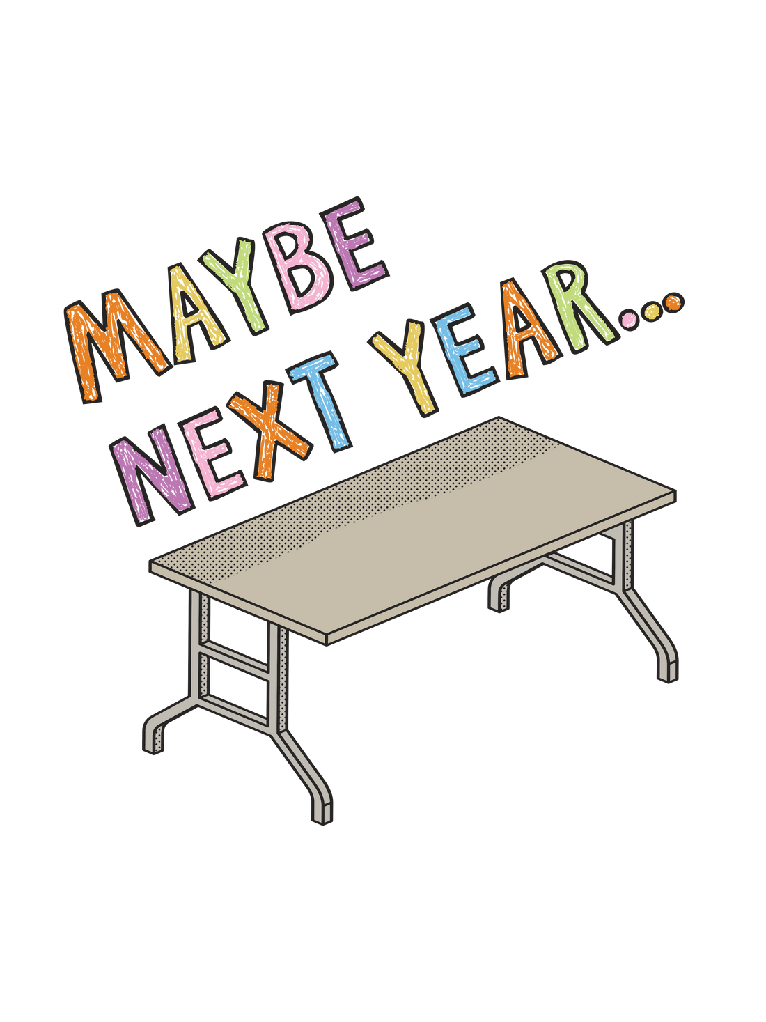 A graphic of a Thanksgiving folding table and the text &