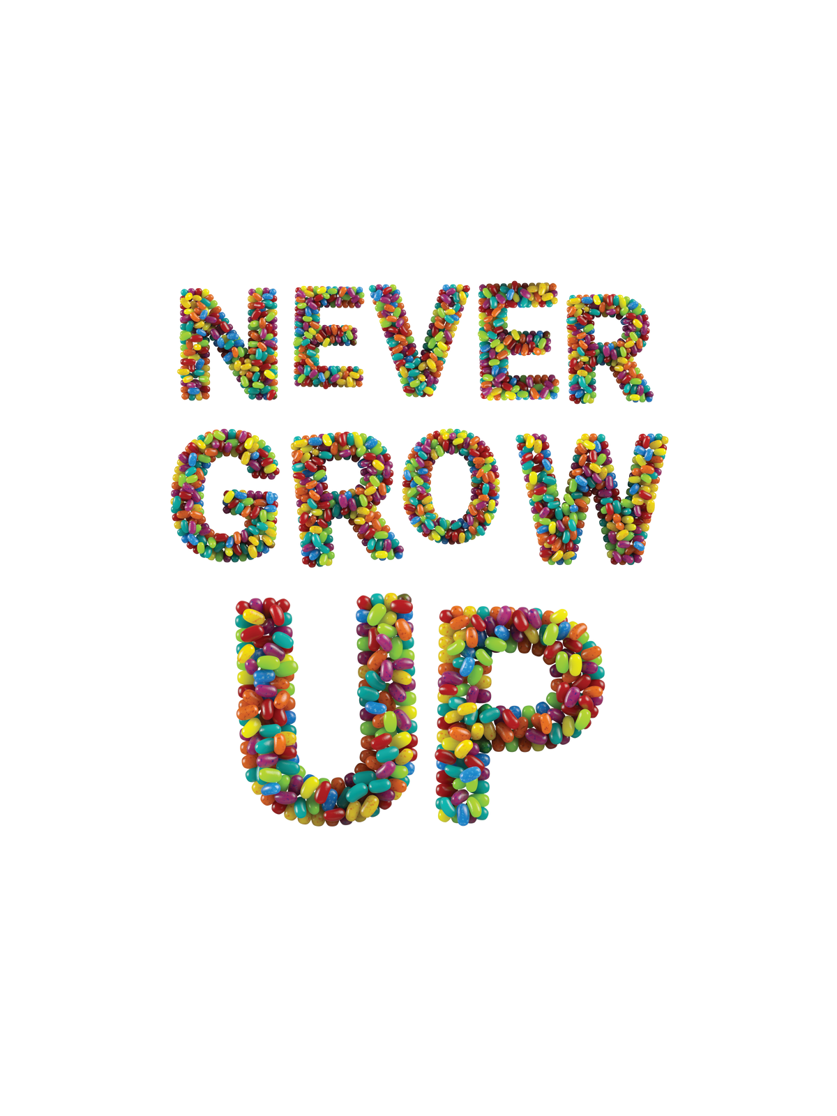 A colorful jellybean graphic text reading &