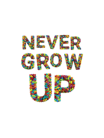 A colorful jellybean graphic text reading &