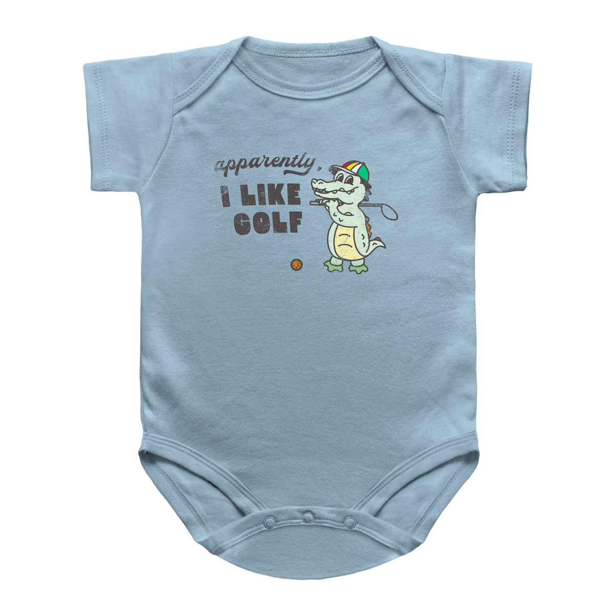 Apparently I Like Golf infant onesie blue