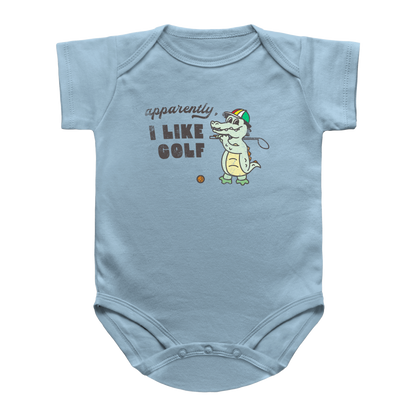Apparently I Like Golf infant onesie blue