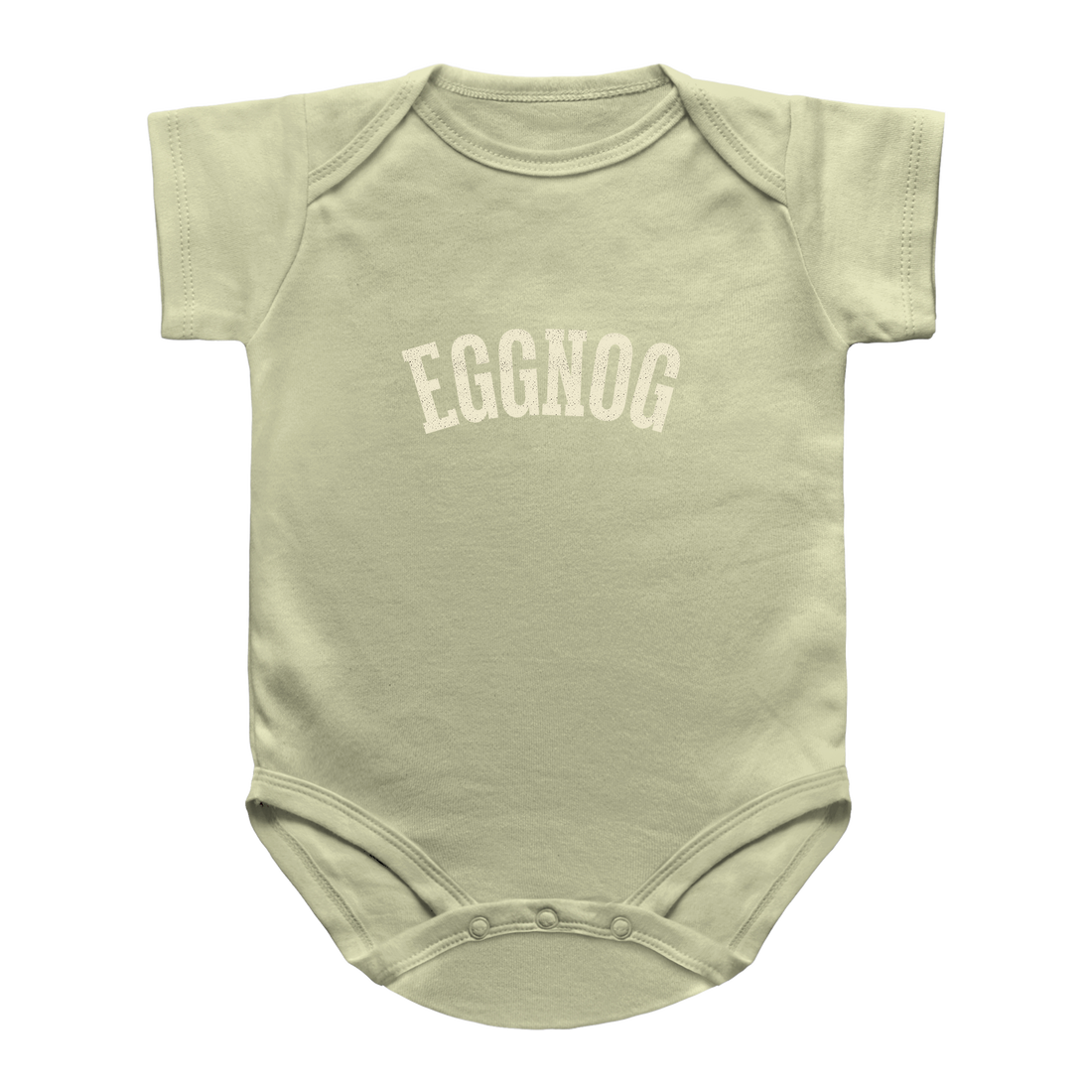 A pale sage green infant onesie with &