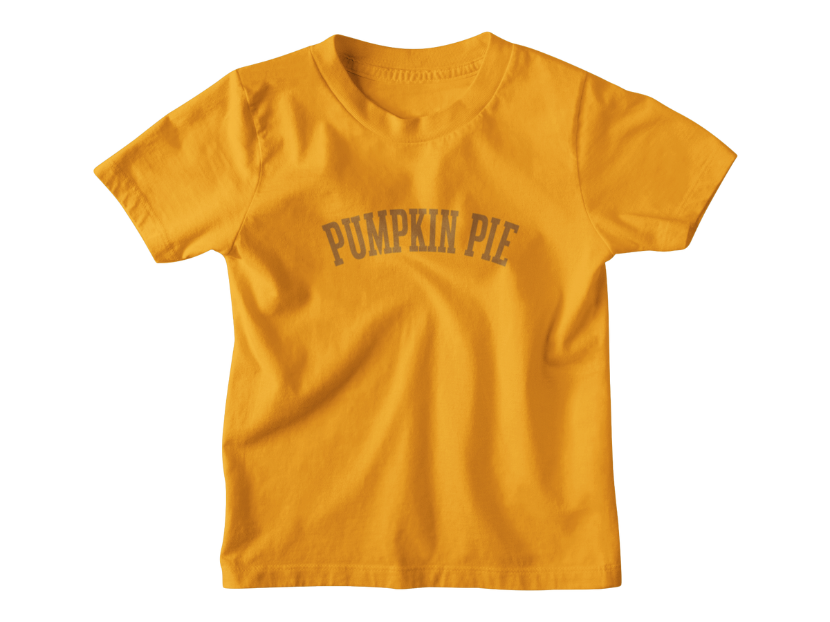 An orange kids short-sleeve t-shirt with the words &
