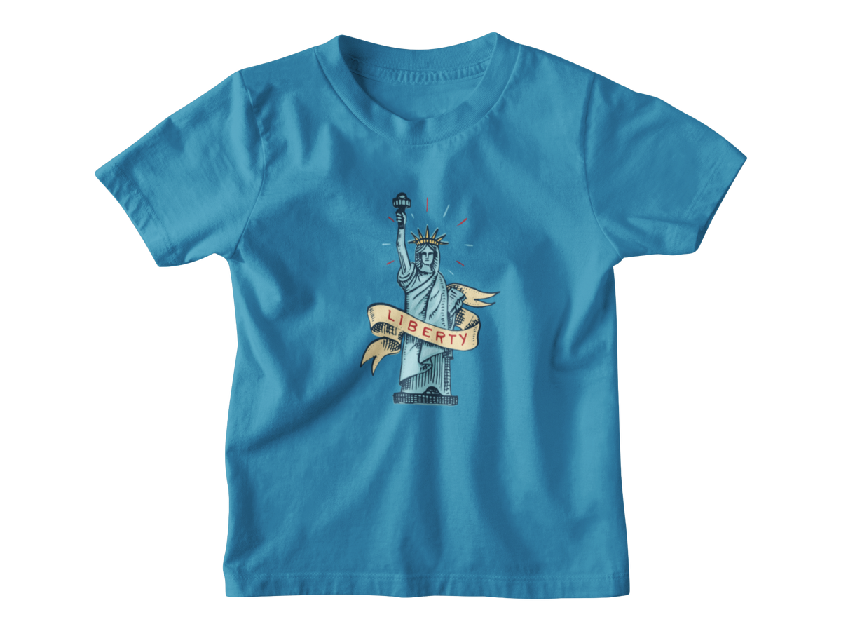 A dark blue short-sleeve kids&