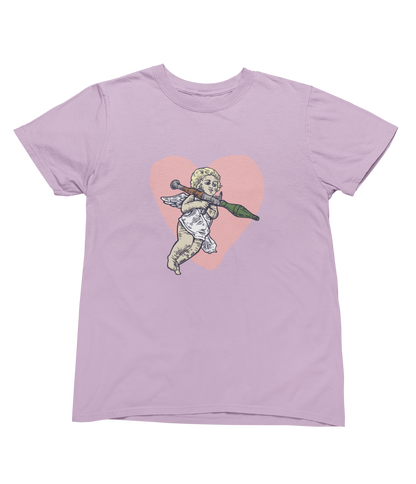 A short-sleeve toddler crewneck t-shirt in pink, featuring a Valentine&